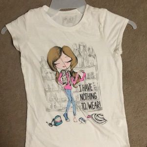 “I have nothing to wear “ shirt and gray pants